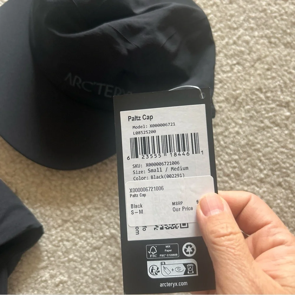 A7-01 NEW Size S-M Arcteryx Paltz Cap Running Hat Black Arc'teryx （57cm）